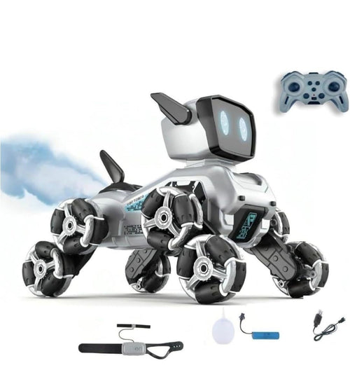 Remote & Watch Control Stunt Robot Dog Toy with Spray Function