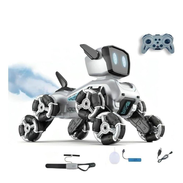 Remote & Watch Control Stunt Robot Dog Toy with Spray Function