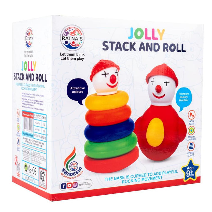 Ratnas Jolly Stack & Roll Joker Face  2 in 1 Set of Stacking Rings & Roly Poly Rattling