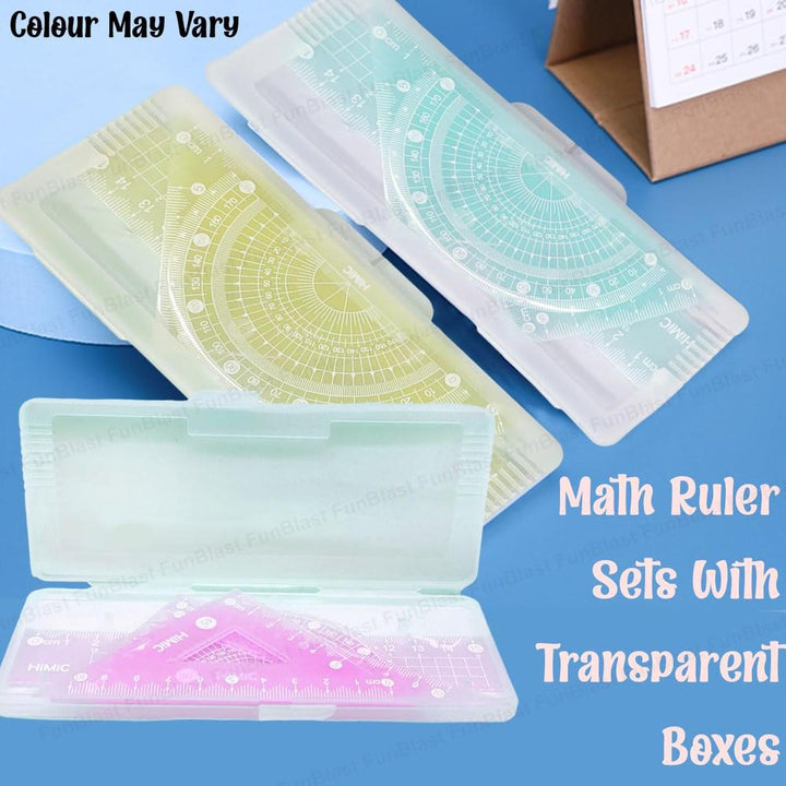 FunBlast 4-in-1 Geometry Ruler Set | Protractor, Set Squares & Rulers for School and Math
