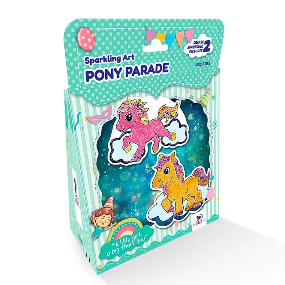 Toykraft Pony Parade Sparkling Art | Glitter & Sequin DIY Kit | Builds Creativity & Focus