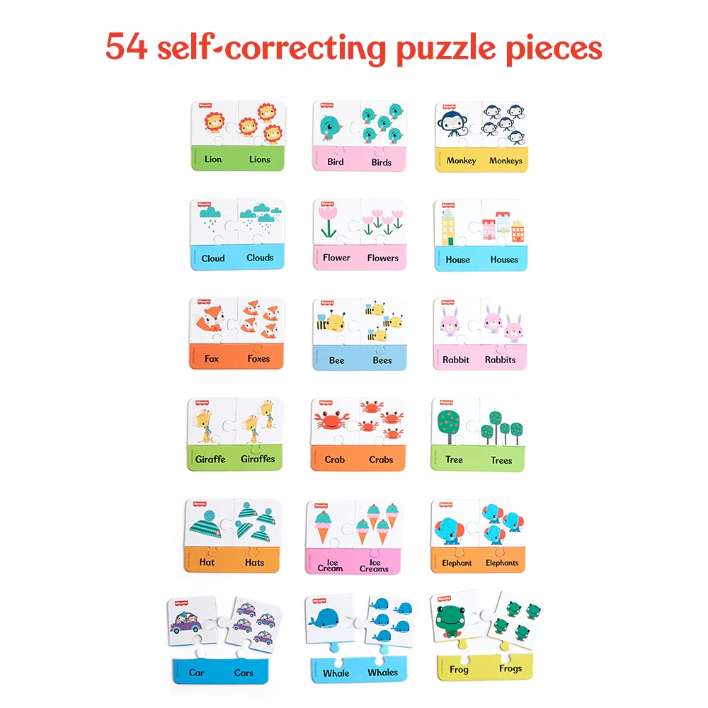 Fisher Price One & Many - 54 Pieces Singular & Plural Learning Puzzles for Kids (IC)