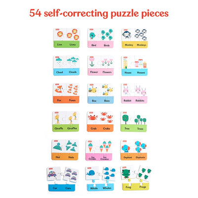 Fisher Price One & Many - 54 Pieces Singular & Plural Learning Puzzles for Kids (IC)