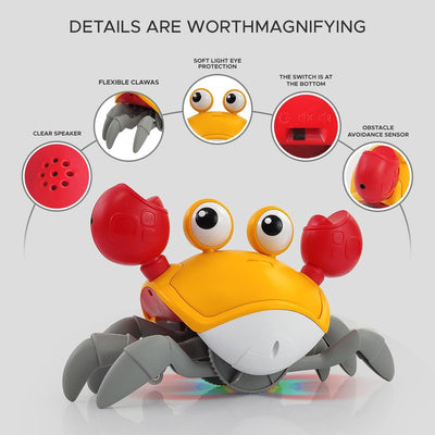 Crawling Crab Baby Toy With Music and LED Lights (Assorted Colours)