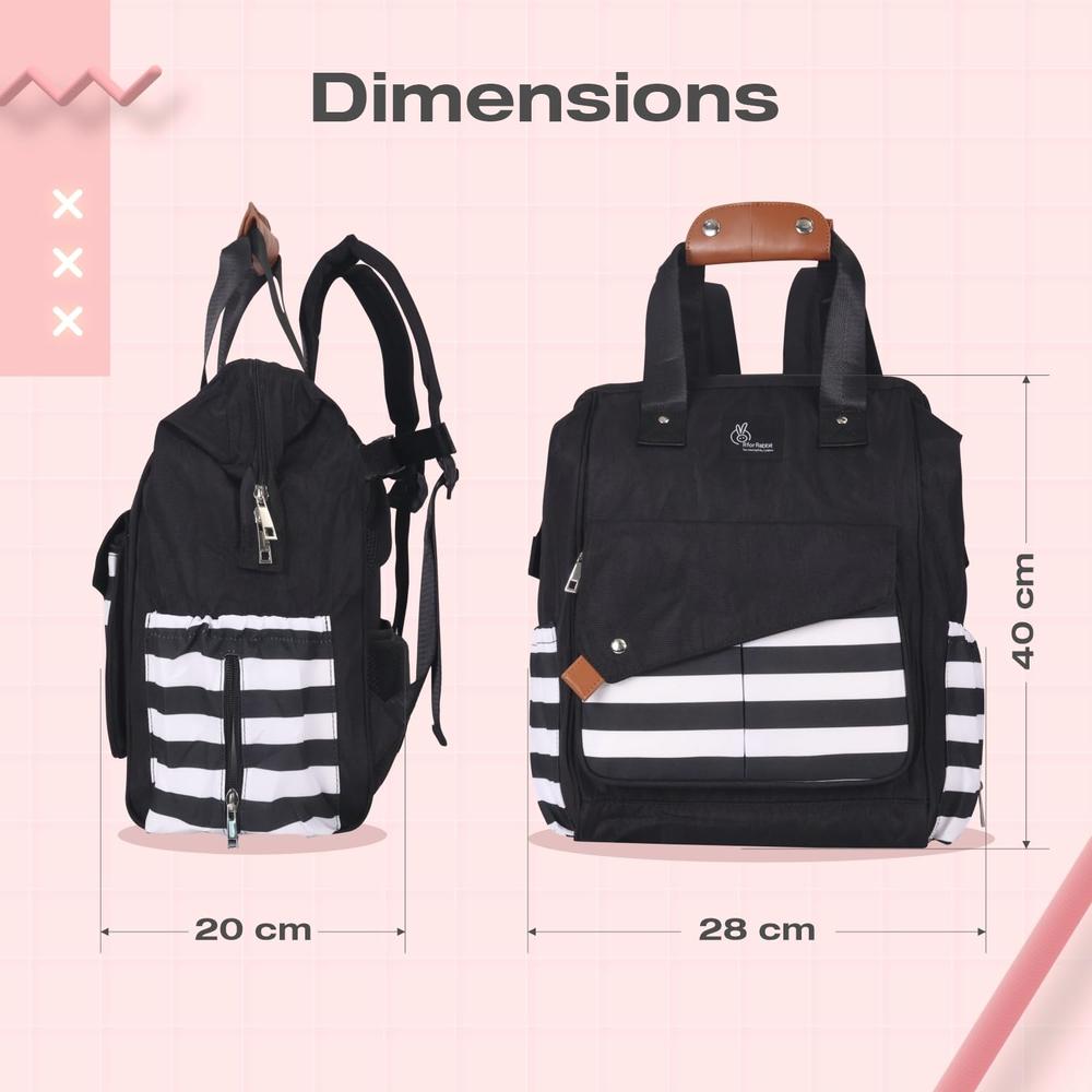 R for Rabbit Caramello Delight Smart Diaper Backpack Bag - Black Stripes