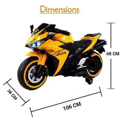 Yellow Ride-On | Rechargeable Battery Operated | R3 Bike (COD Not Available)