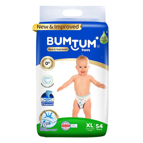 Bumtum (Size-XL) New and Improved Diaper | 54 Pants |  | 12-18 Kgs