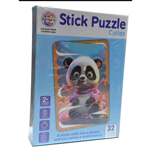 Ratna's Stick Puzzle Cuties – 32-Piece I Double-Sided Wooden Puzzle Set