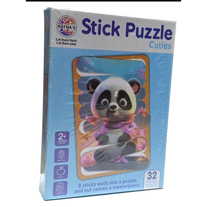 Ratna's Stick Puzzle Cuties – 32-Piece I Double-Sided Wooden Puzzle Set