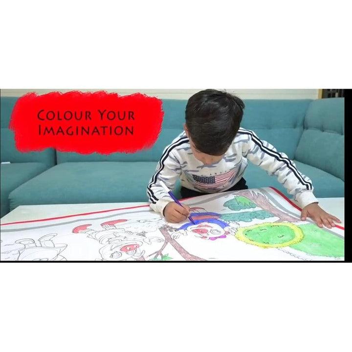 Simarr 3 in 1 Colouring Mat - Washable and Reusable with 12 Colourful Pens (3-8 Years)