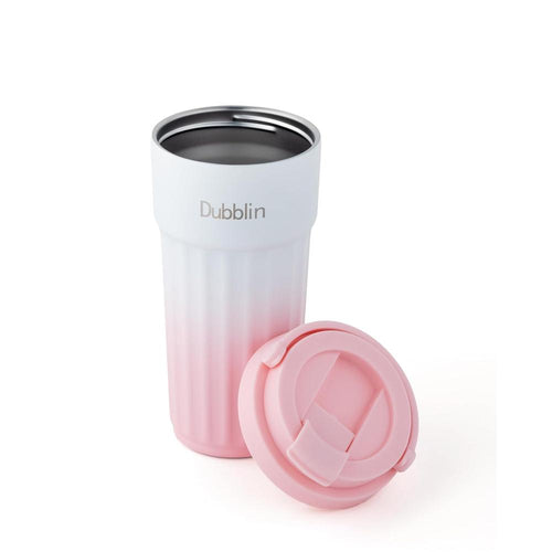 Dubblin Brew Stainless Steel Tea & Coffee Mug - 480ml | Wide Mouth Tumbler Thermo Flask - Pink