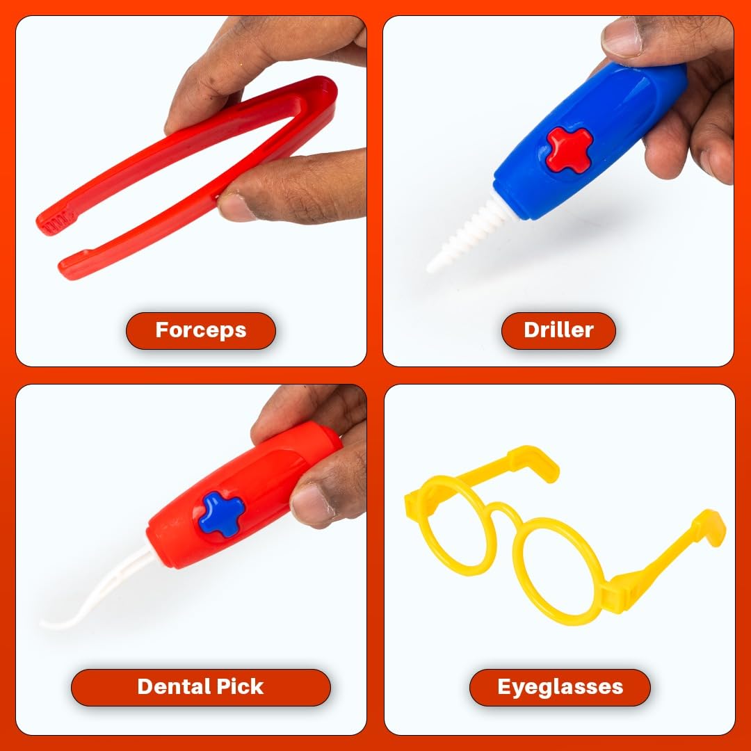 Ratna's Dental Medical Kit with 18 Medical Instruments & Accessories | Doctor Set Pretend Play