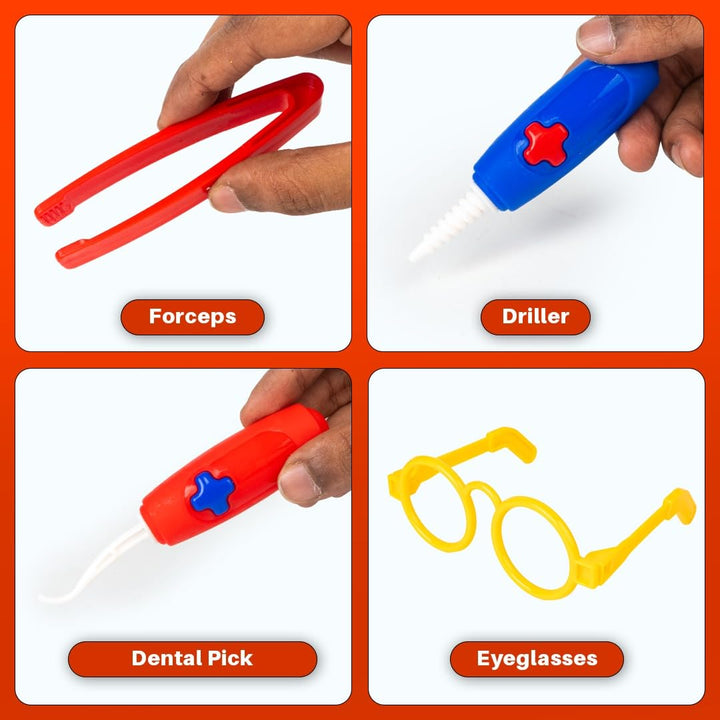 Ratna's Dental Medical Kit with 18 Medical Instruments & Accessories | Doctor Set Pretend Play