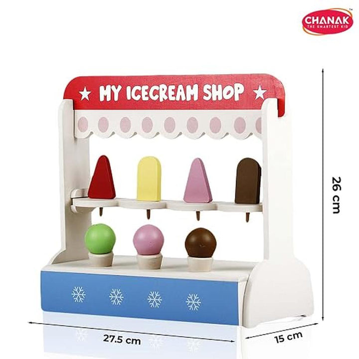 Chanak Wooden Ice Cream Shop Pretend Play Set - 8 Pieces