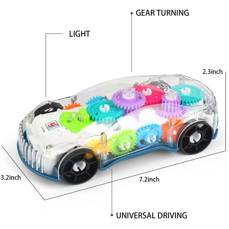 Concept Transparent Car Toy with Music, Colorful Light and Colorful Moving Gears