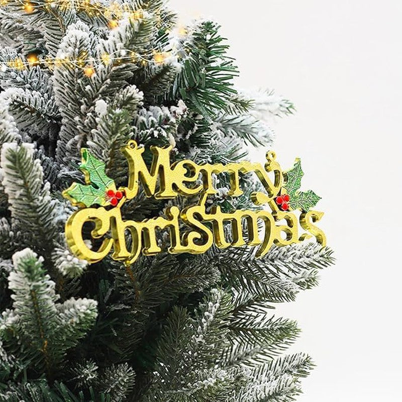 Pack of 2 Hanging Merry Christmas 3D Banner Sticker for Tree Decoration - 30 cm and 10 cm Combo