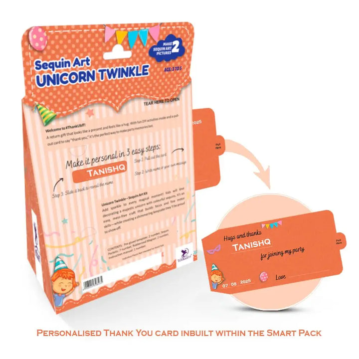 Toykraft Unicorn Twinkle | Sparkly Sequin Art DIY Kit | Creative Activity & Theme Party Return Gift