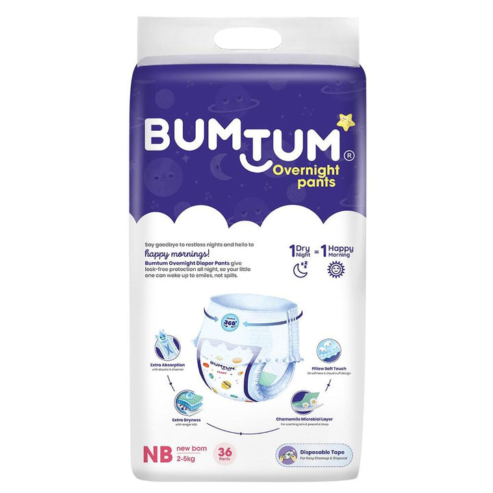 Bumtum (Size-NB) Overnight Diaper Pants | 36 Pants |  | 2-5 Kgs