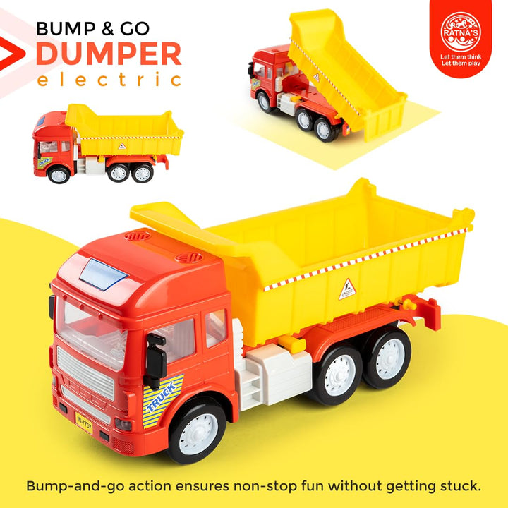 Ratna's Electronic Dumper Truck Toy | Self-Moving with Lights and Sounds
