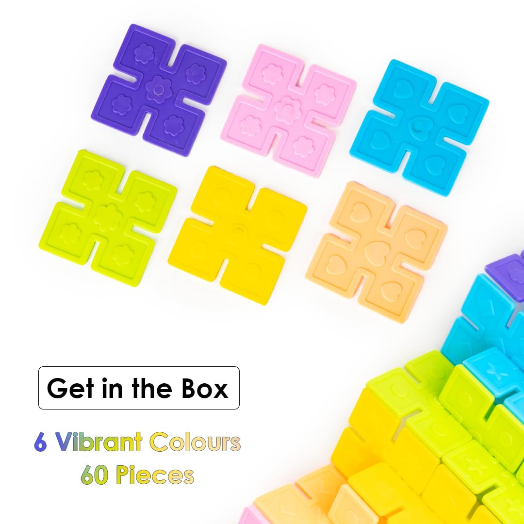 Ratna's Toddlers Architect Building Set | 60 Colourful Tiles