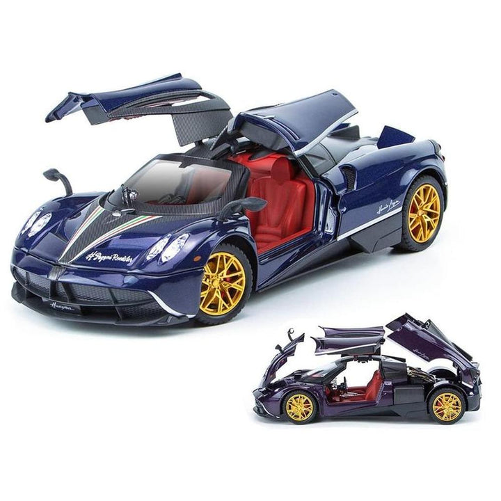 BIG Fun Toys Resembling Pagani Huayra Diecast Car - Pullback, Openable Parts, Light & Sound | 1:24 Scale (3 Years till Grown Ups) | Assorted Colors