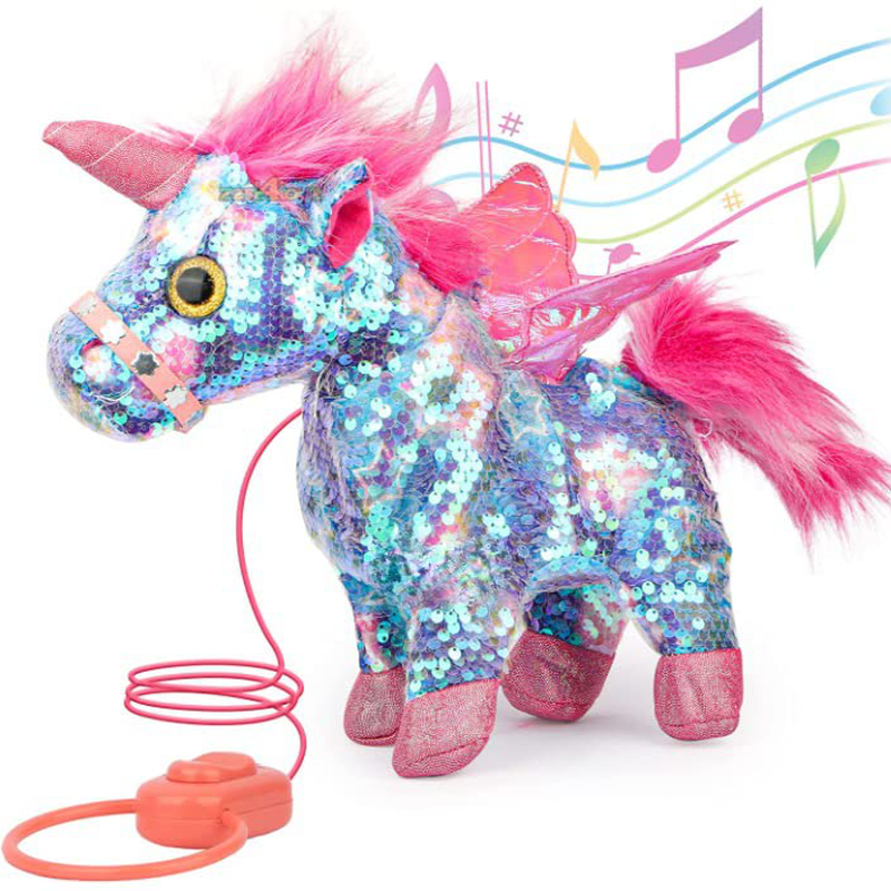Electronic Soft Plush Reversible Sequin Unicorn Musical Toy