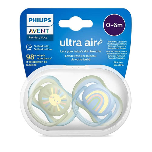 Philips Avent Ultra Air Pack of 2 Soother | Light, BPA-Free with Steriliser Carry Case (SCF085/58)
