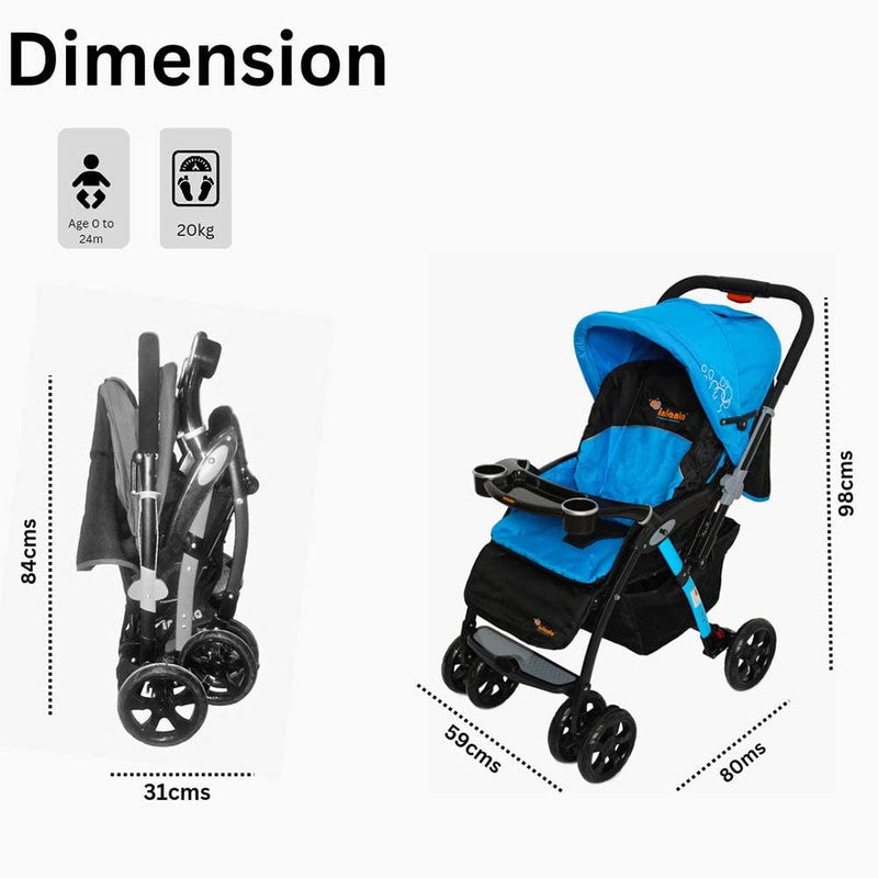 D'zire Baby Stroller with 3 Point Safety Harness, Super Suspension, 3 Level Adjustable seat and Removable Food Tray |  COD Not Available