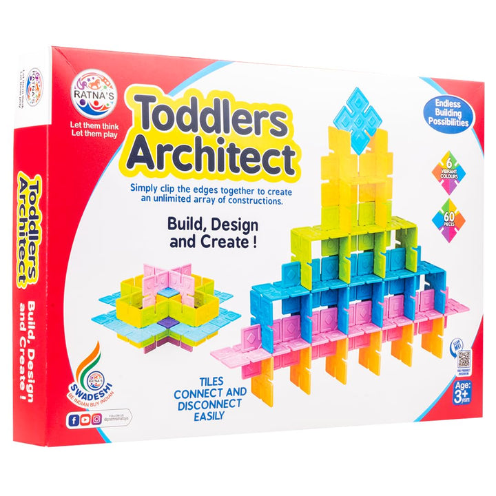 Ratna's Toddlers Architect Building Set | 60 Colourful Tiles