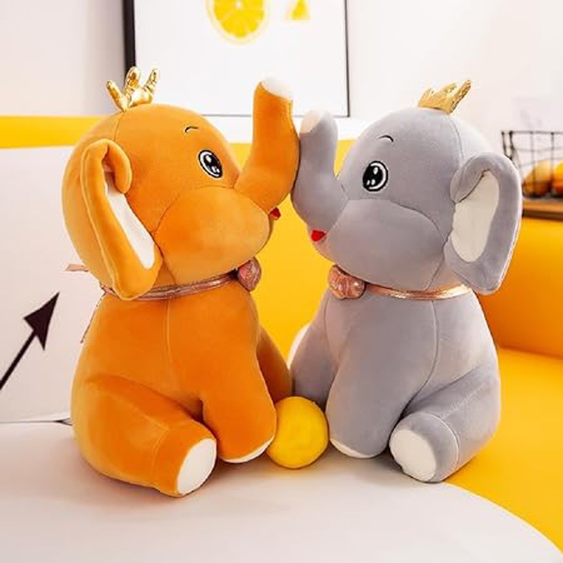 Brown Crown Elephant Soft Toy (32cm)