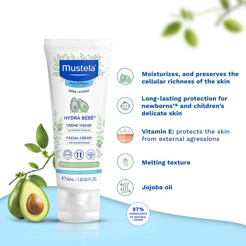 Mustela Hydra Bebe Facial Cream with Avocado - 40ml
