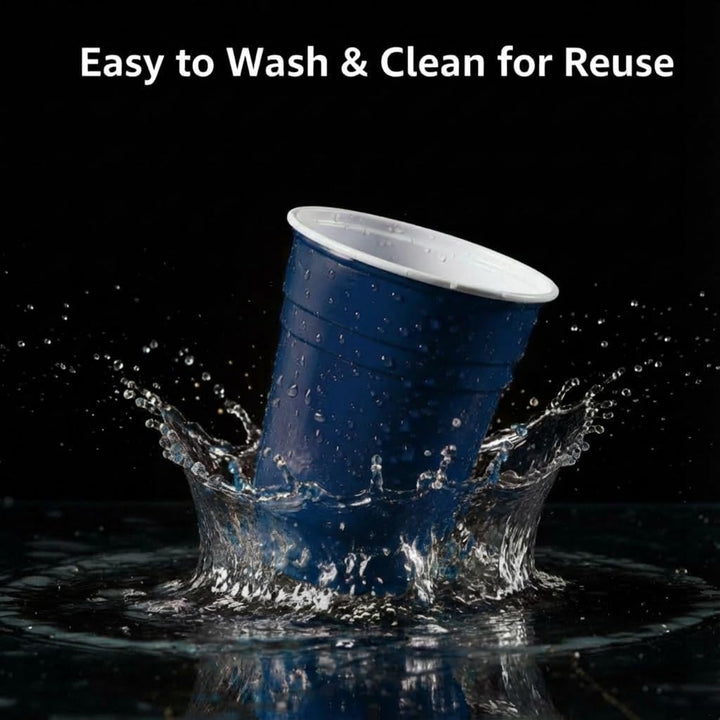 FunBlast Party Drinking Glasses | Pack of 20 Reusable & Leakproof Party Cups | Blue | 500 ml
