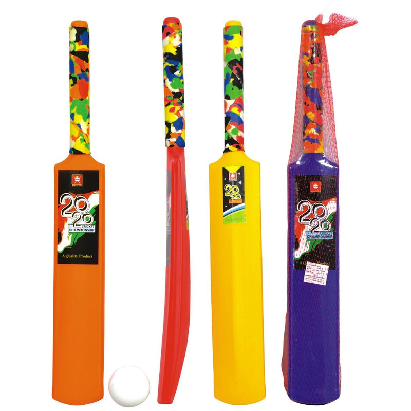 Nippon Cricket Bat and Ball Plastic Set - Senior (Jali Packaging) | (8-10 Years) - Assorted Colours