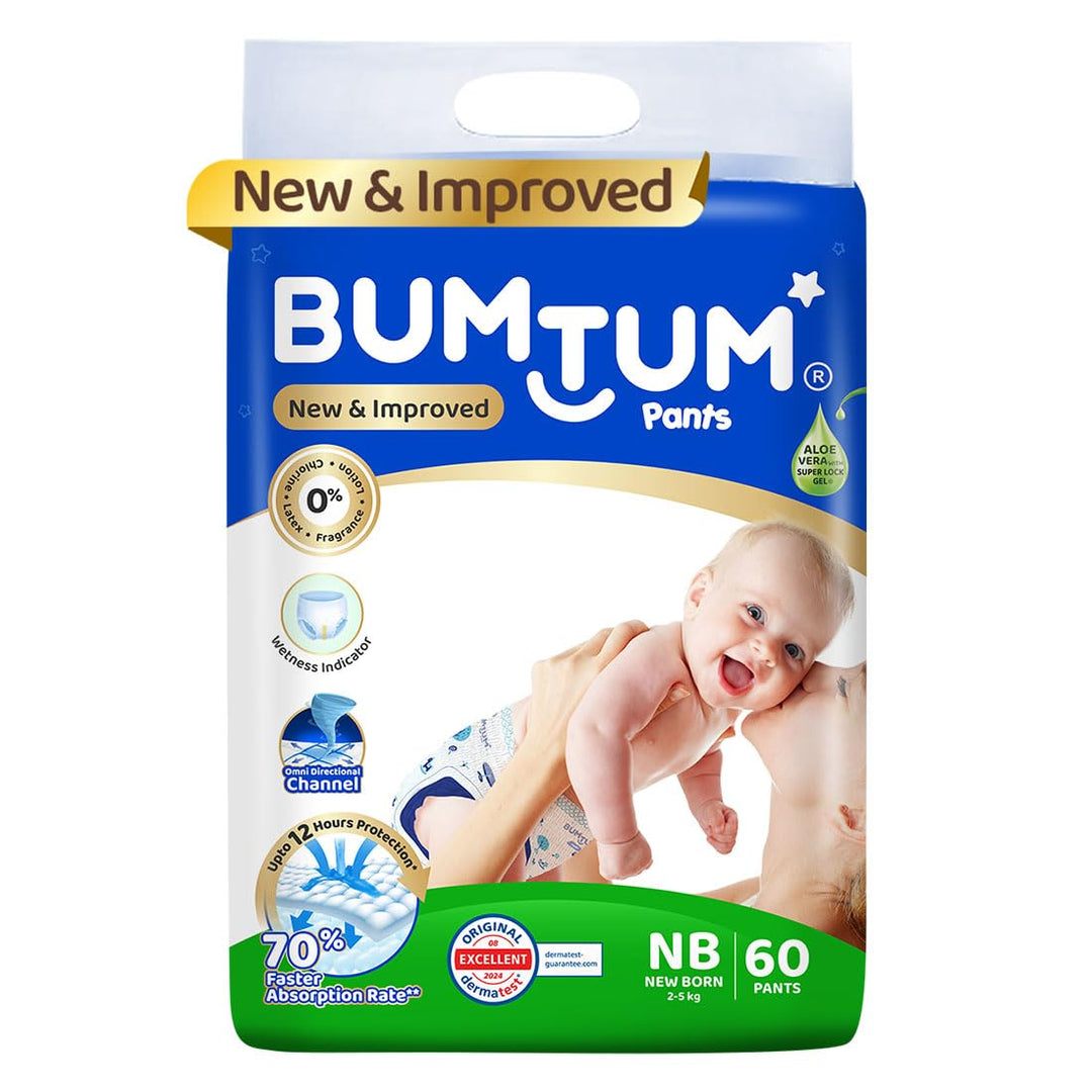Bumtum (Size-NB) New and Improved Diaper | 60 Pants |  | 2-5 Kgs