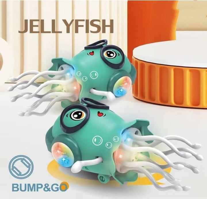 Twist Jellyfish Musical Dancing Toy | Bump & Go Sensory Toy with Movement - Turquoise
