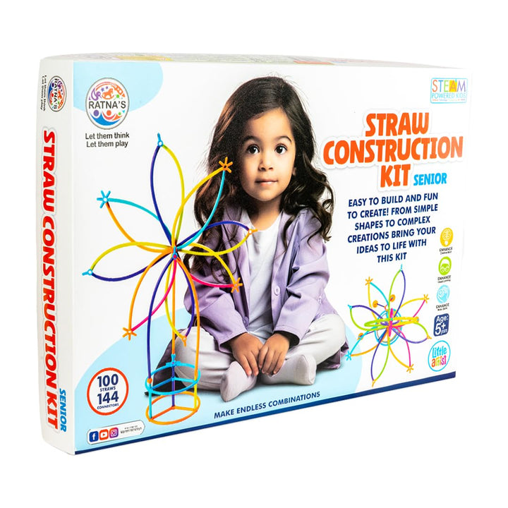 Ratna's Straw Construction Kit Senior | 100 Straws and 144 Connectors to Connect