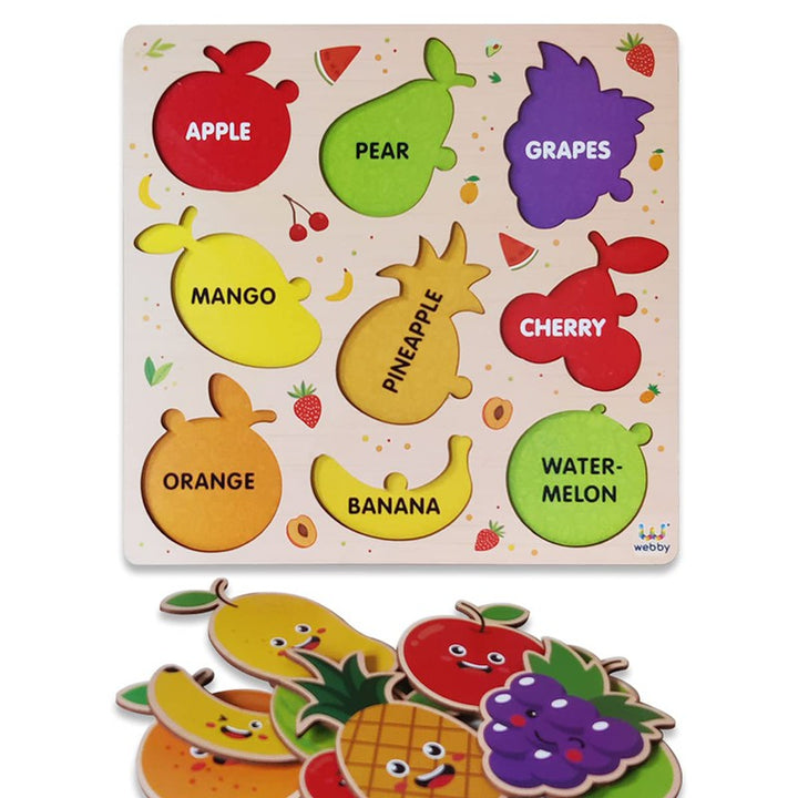 Wooden Fruits Montessori Educational Pre-School Puzzle Board Toy