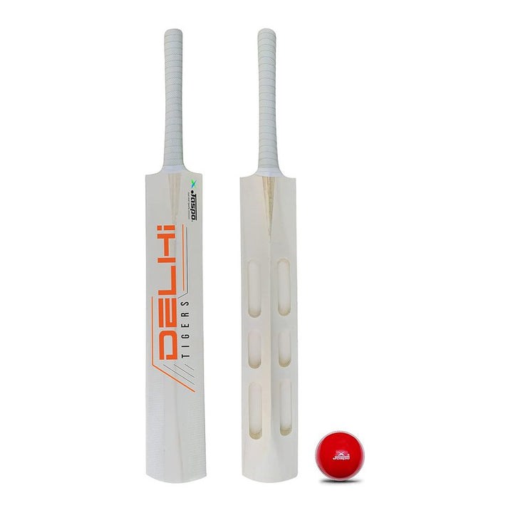 Jaspo Delhi Tigers Scoop Poplar Willow Full Size Cricket Bat (Wood) with Soft T-20 ball | 15+ Years