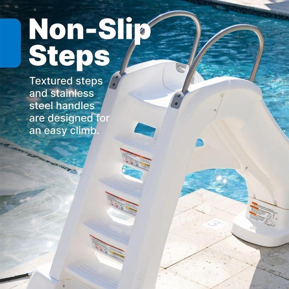 STEP2 Vero Pool Slide - 4 Feet Inground Pool Slide with Non Slip Steps & Built In Sprinkler (3-12 Years)