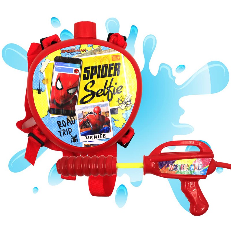Spiderman Mini Tank Holi Water Gun Pichkari Toy with High Pressure & Back Pack