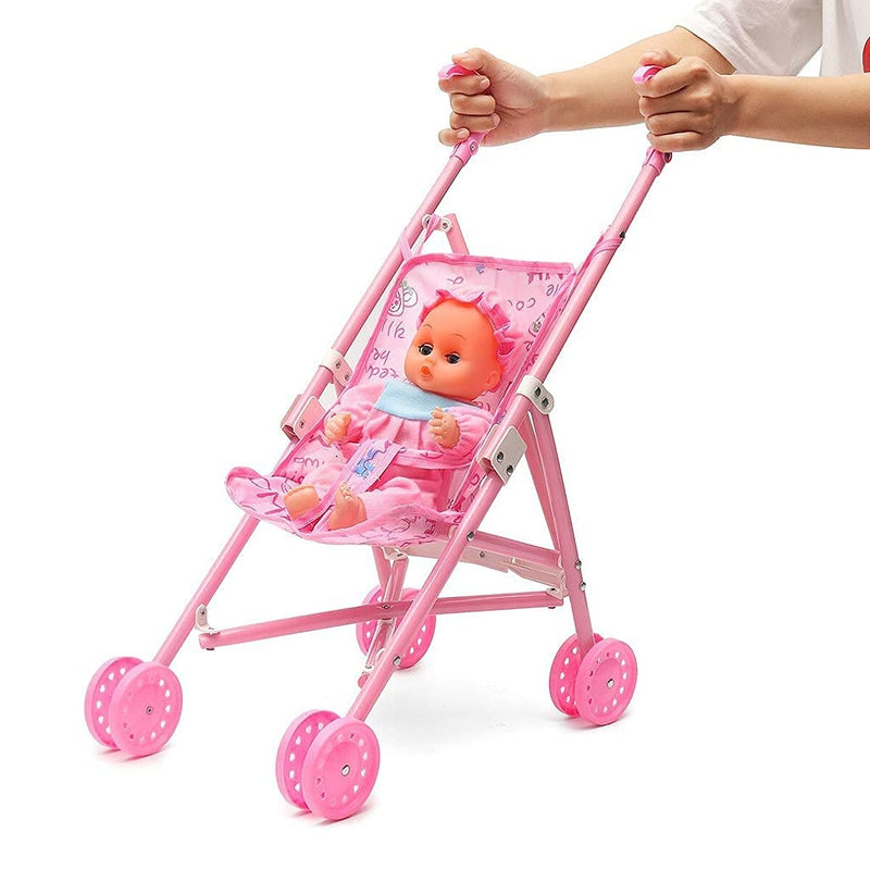 3 in 1 Interactive Baby Doll with High Chair, Cot & Stroller Play Set (Assorted Colors)