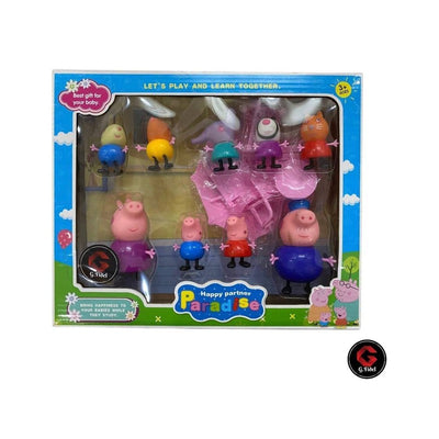 9 Piece of Pig Family Set (Assorted Colours)