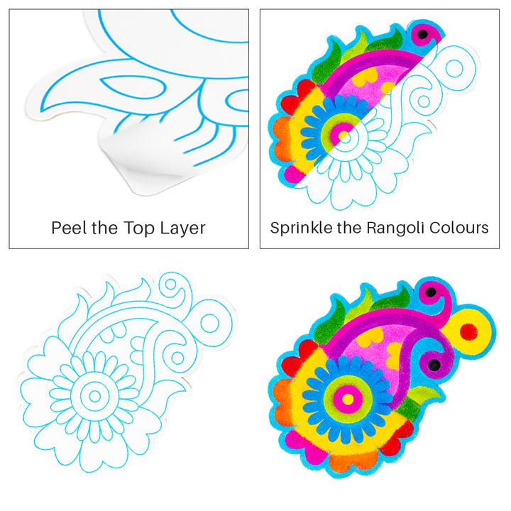 Ratna's Rangoli Mandala Art – DIY Creative Activity Kit | 8 Sticky Sheet