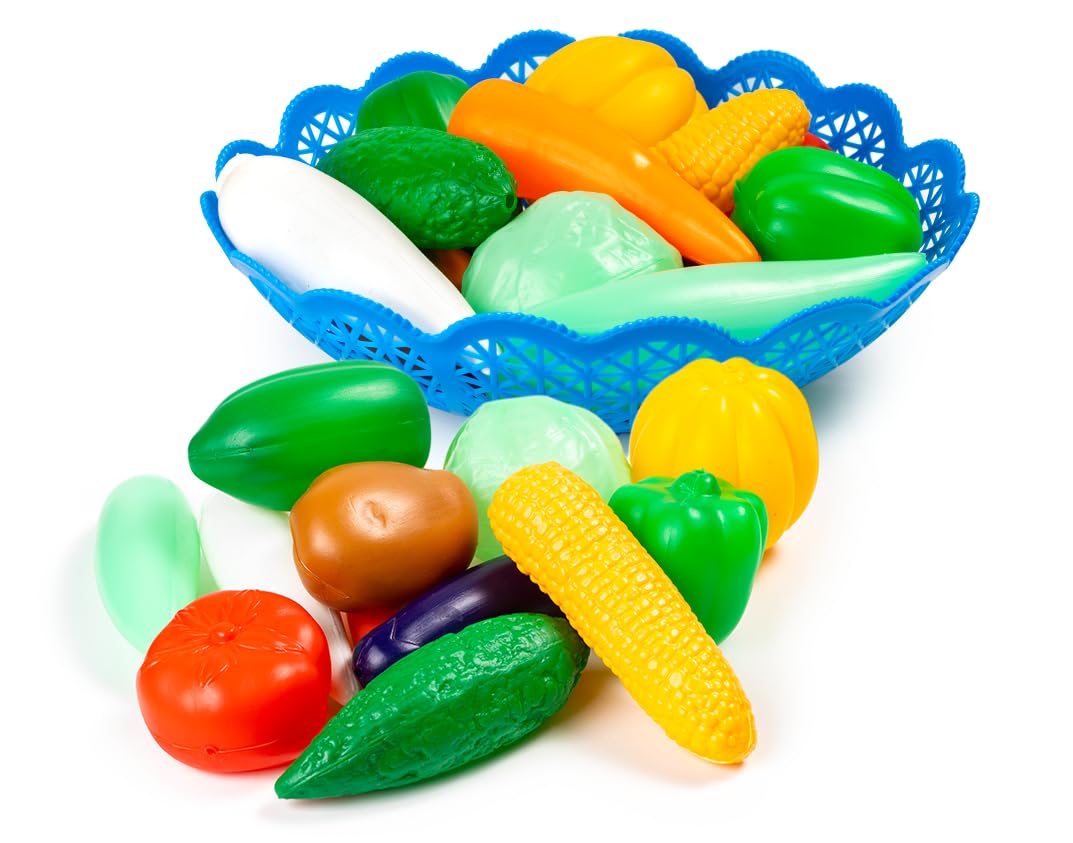 Vegetable Basket Set 12 Pcs | Pretend Play Kitchen Food Playset | Assorted colours