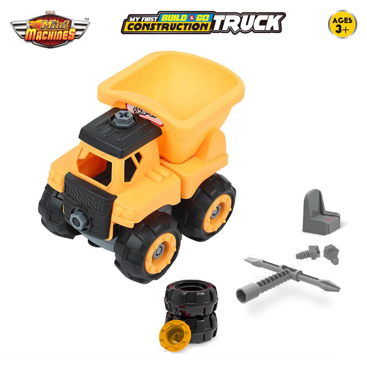 Scoodle Mini Machines My First Build & Go - Construction Truck Toy | Pull Back Vehicle for Kids