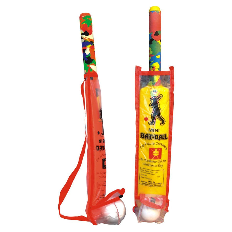 Nippon Cricket Bat and Ball Plastic Set - Mini (Pouch Packaging) | (2-4 Years)