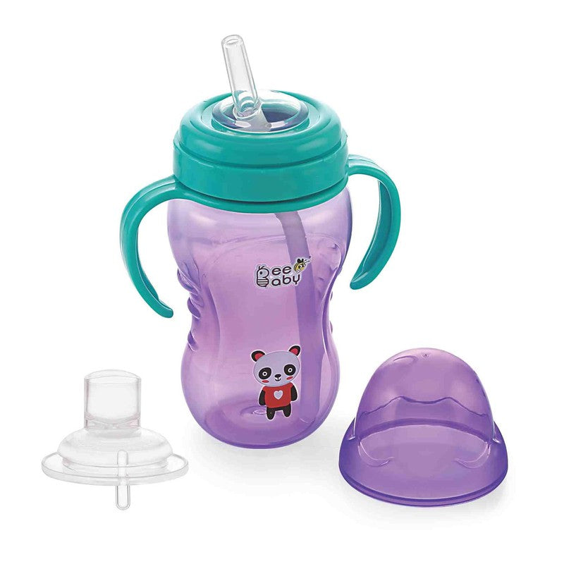 2 in 1 Soft Silicone Spout & Straw Sippy Cup with Easy Grip Detachable Handle | Leak Proof. (240 ML / 8 oz.)