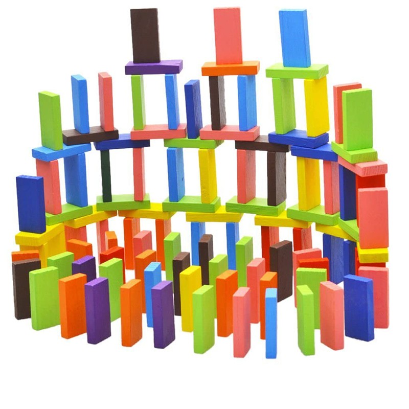 12 Color Wooden Dominos Blocks Set (120 Pcs)