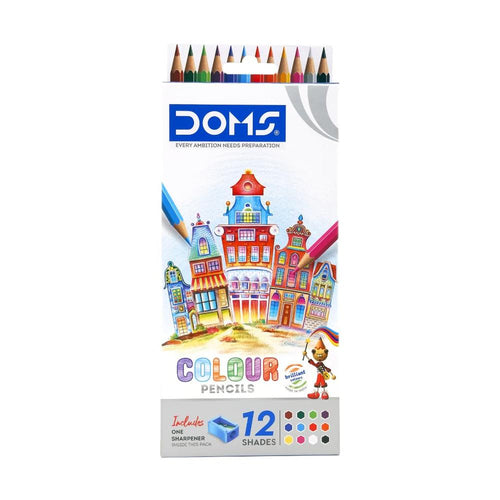 Doms 12 Shades Color Pencil with Sharpener