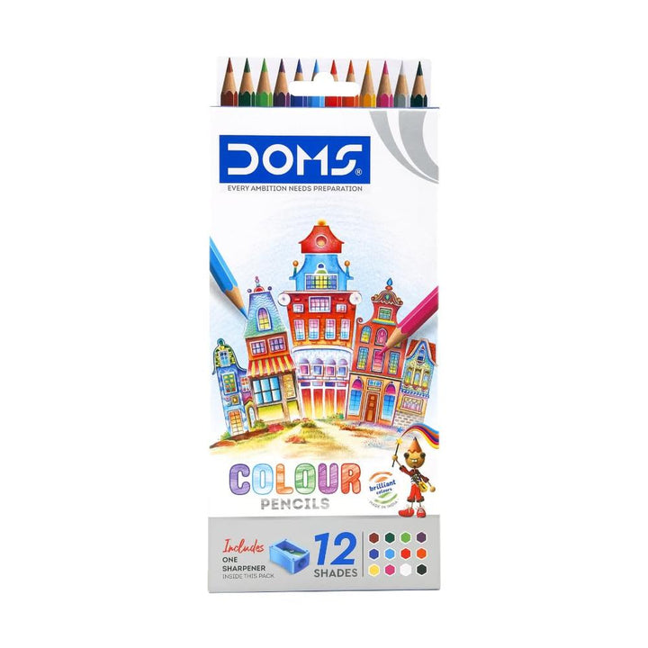 Doms 12 Shades Color Pencil with Sharpener